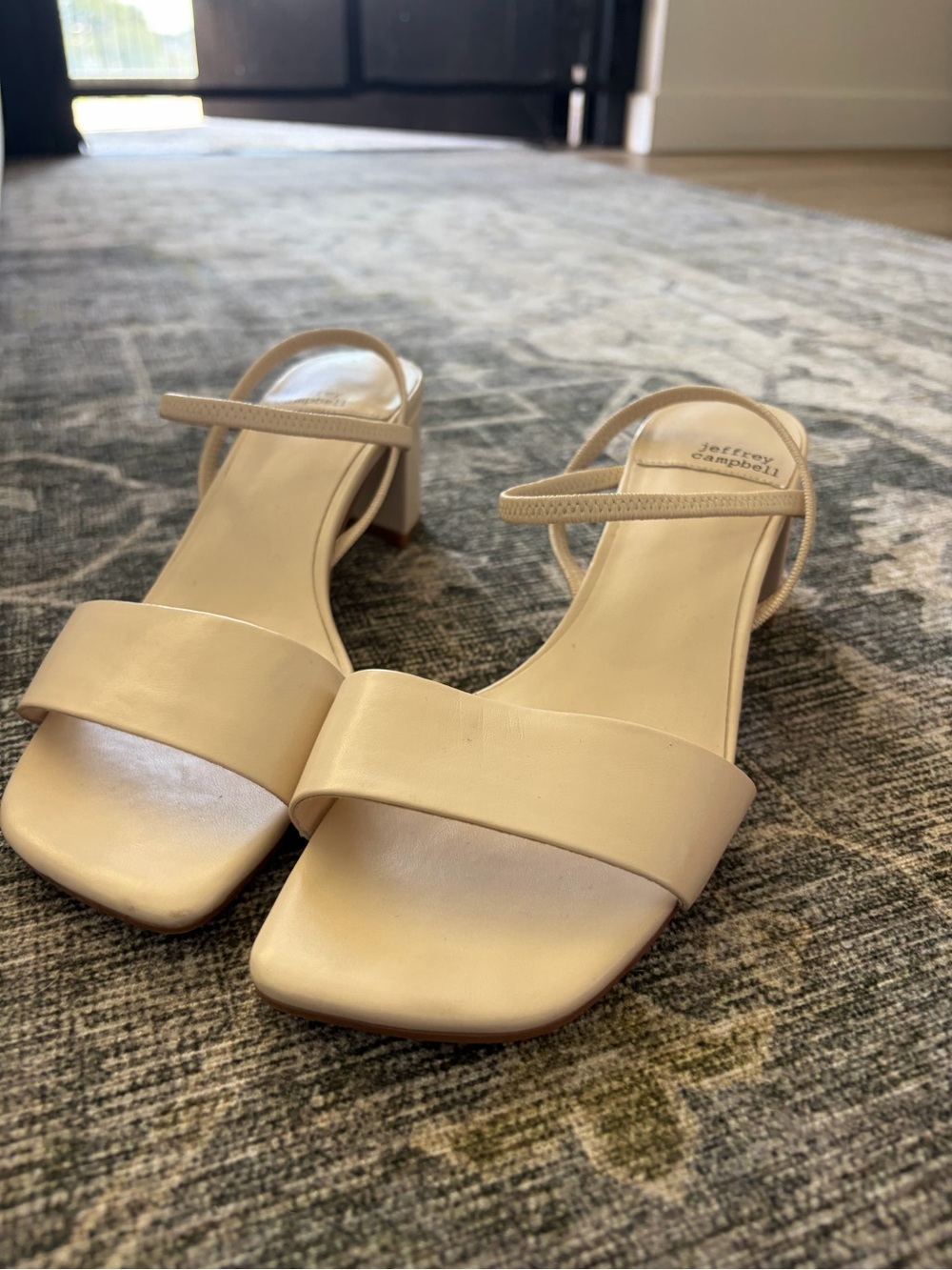 Jeffrey Campbell Cream Open-Toe Block Heel Sandals